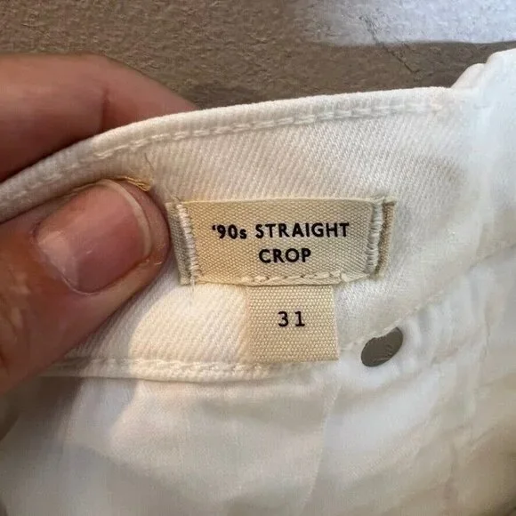 Madewell $128 The 90s Straight Crop Jean Tile White Size 31 NQ179 Raw Hem - Picture 6 of 6